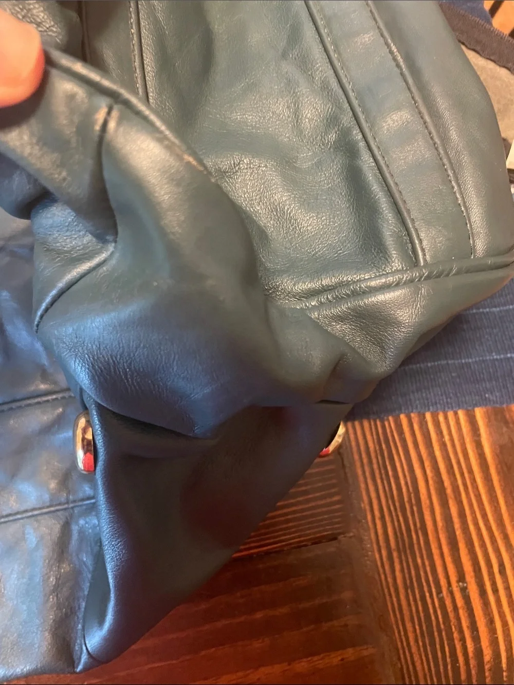 Hecho en Mexico Vintage Leather Weekender Tote Bag in Dark Teal Unisex